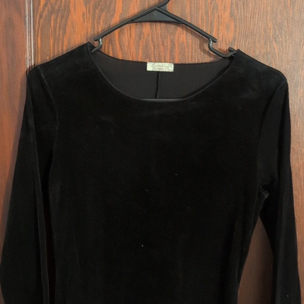 Intimately Free People Black Long Sleeve Velvet Top Size Small